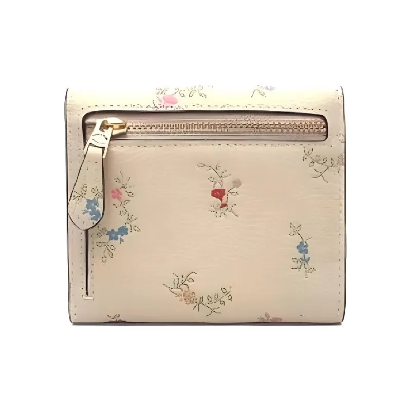 COACH Wyn Pebbled Leather Wallet Mini Women's Brass With Ivory-3