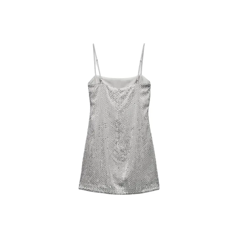 ZARA Slip Dresses Women's Silver-1