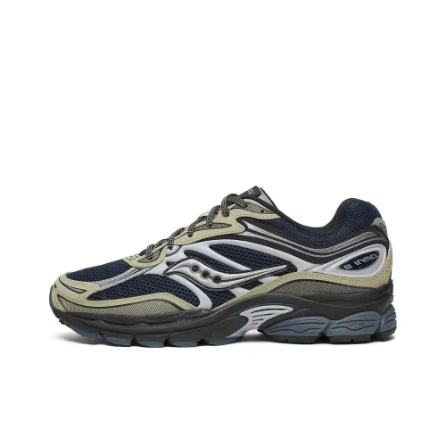 Saucony Pro Grid Omni 9 Breathable Support Lightweight Low Top Casual Running Shoes Unisex Blue Yellow