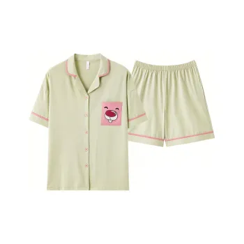 White Ran Pajama Set Women's Light Green