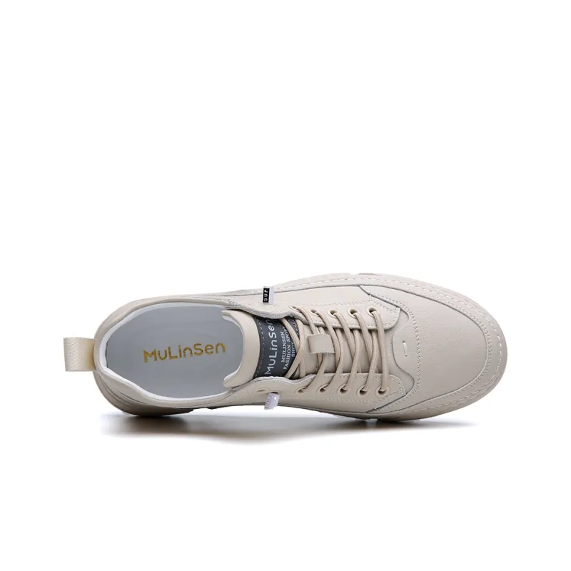Mulinsen Wear Resistant Low Top Skateboard Shoes Men's Ecru-2