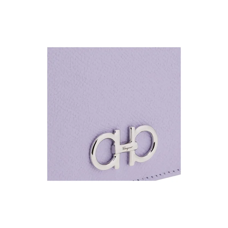 FERRAGAMO GANCINI Stamped Calfskin Wallet Women's Light Purple-4