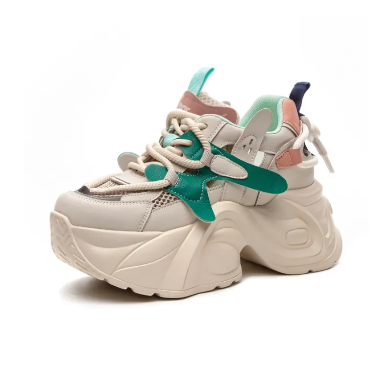 Shangjinni Chunky Sneakers Women's Low Top Beige Gold/Apricot-22