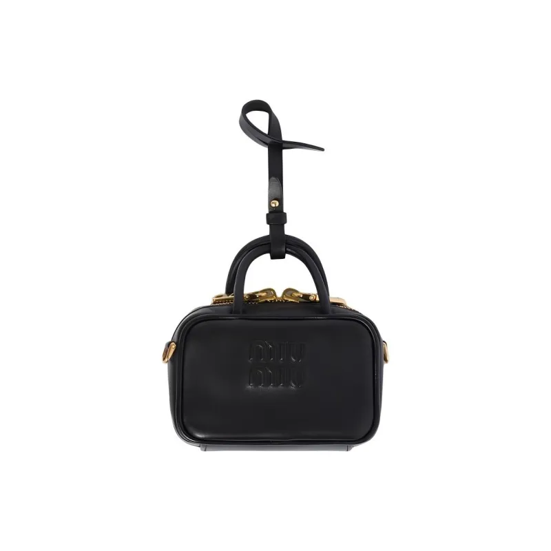 MIU MIU Leather Handbag, Shoulder Bag, Crossbody Bag Mini Women's Black-0