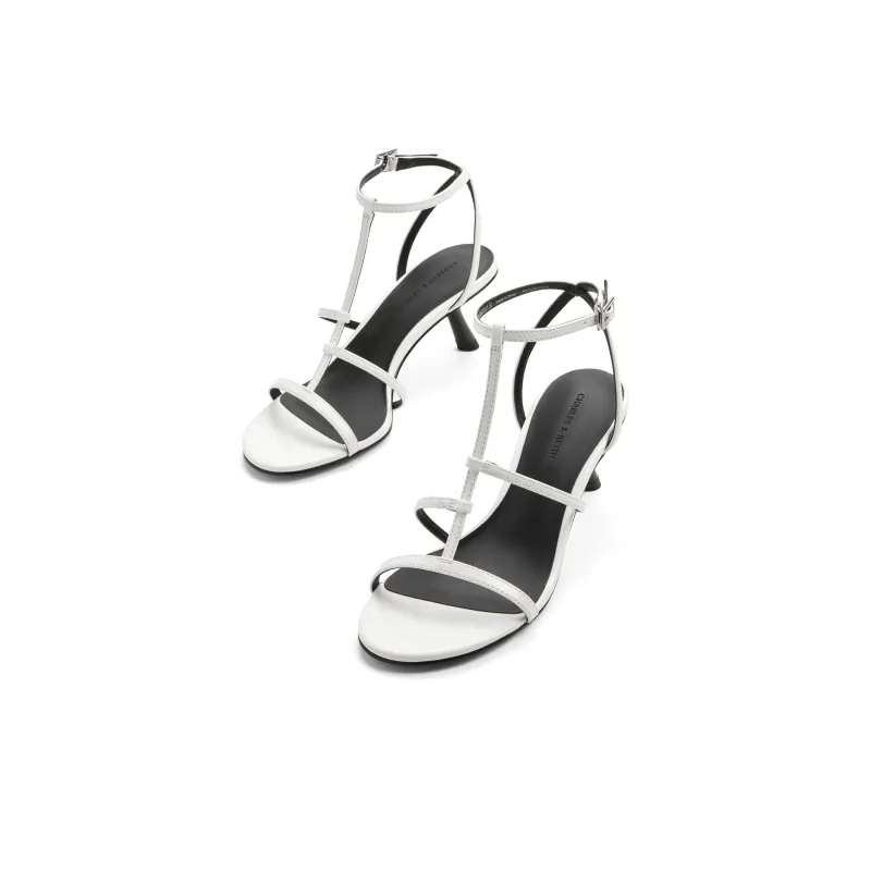 CHARLES&KEITH Small Ck One Strap Sandals 6.2cm Women's Black Box Black/White/Red-5