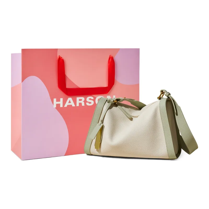 HARSON Cow Leather Pillow Bag Shoulder Bag Medium Size Women's Matcha & Vanilla Ice Cream/Caramel & Sea Salt/Oak Gray-7