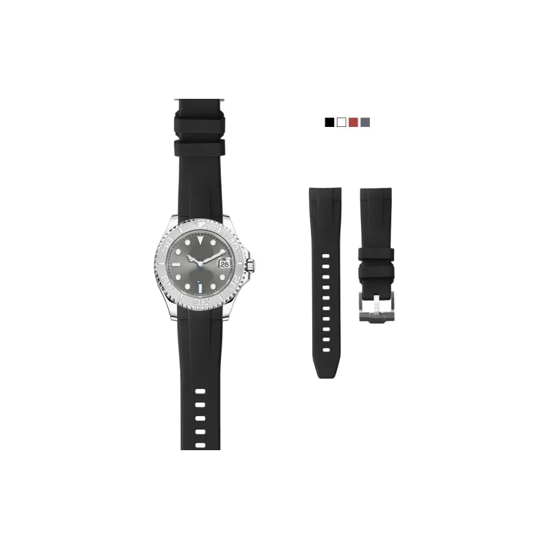 VAGENARI Curved Interface Rubber Strap Compatible Yacht Master 37mm 268621 268622 Watch Band Unisex-1