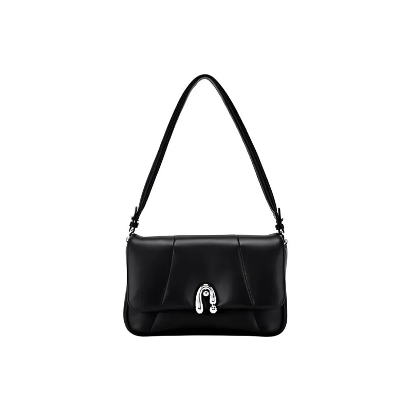 Hush Puppies Sheepskin With Synthetic Leather Small Square Bag Shoulder Bag Women's Black/White-0