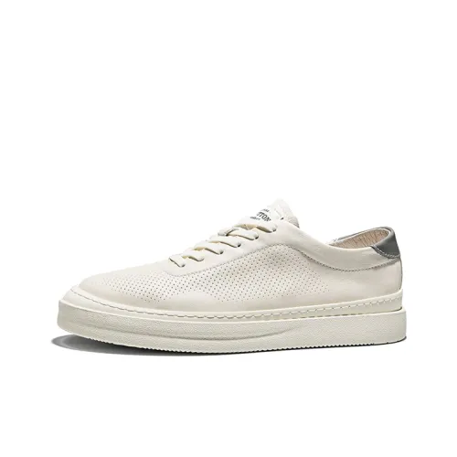 Hautton Jeans Skateboard Shoes Men Low-Top White