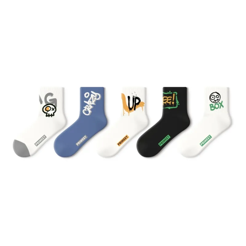 Primeet Mid Calf Socks Fall Winter Unisex 5 Pack Mixed Color-22