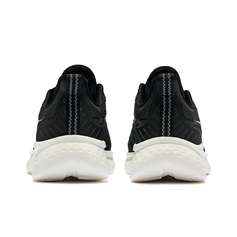 Erke Cushioning Breathable Low Top Running Shoes Women's Jet Black Bright Silver-3