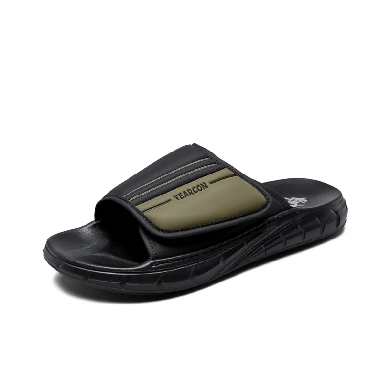 YEARCON Slide Slippers Men Black/Gray, Khaki/Black, Black/Apricot, Black/Green-13