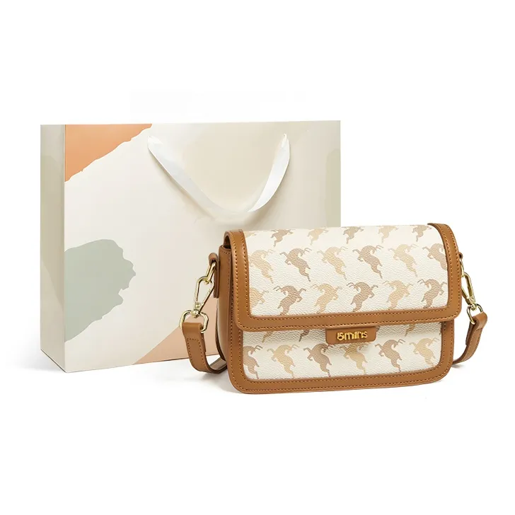 15 MINS PVC With Synthetic Leather Shoulder Bag, Small Square Bag, Crossbody Bag Regular Women's Coffee/Ecru-6
