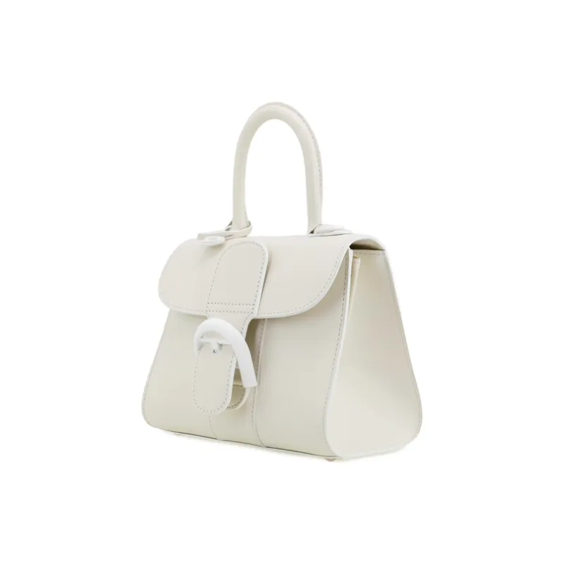 Delvau Cow Leather Shoulder Bag, Crossbody Bag, Handbag Mini Women's White-3