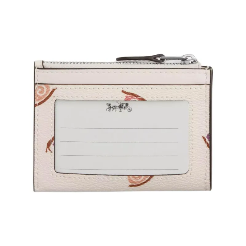 COACH Skinny Id Case Coated Canvas With Smooth Leather Document Bag, Card Holder Mini Women's Silver-1