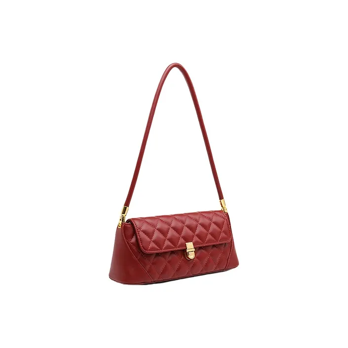TTaG．baG Microfiber Synthetic Leather Shoulder Bag Women's Black/White/Red-6