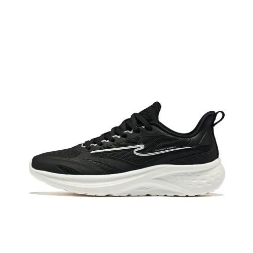 Erke Cushioning Breathable Low Top Running Shoes Women's Jet Black Bright Silver