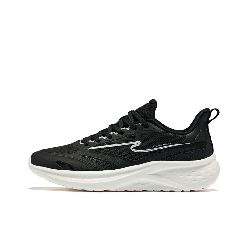 Erke Cushioning Breathable Low Top Running Shoes Women's Jet Black Bright Silver-0