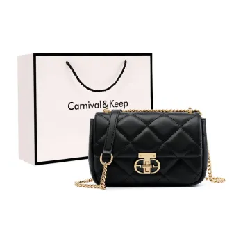 Carnival Keep Cow Leather Shoulder Bag Crossbody Bag Shoulder Bag Small Size Women's Black/Ecru/Red