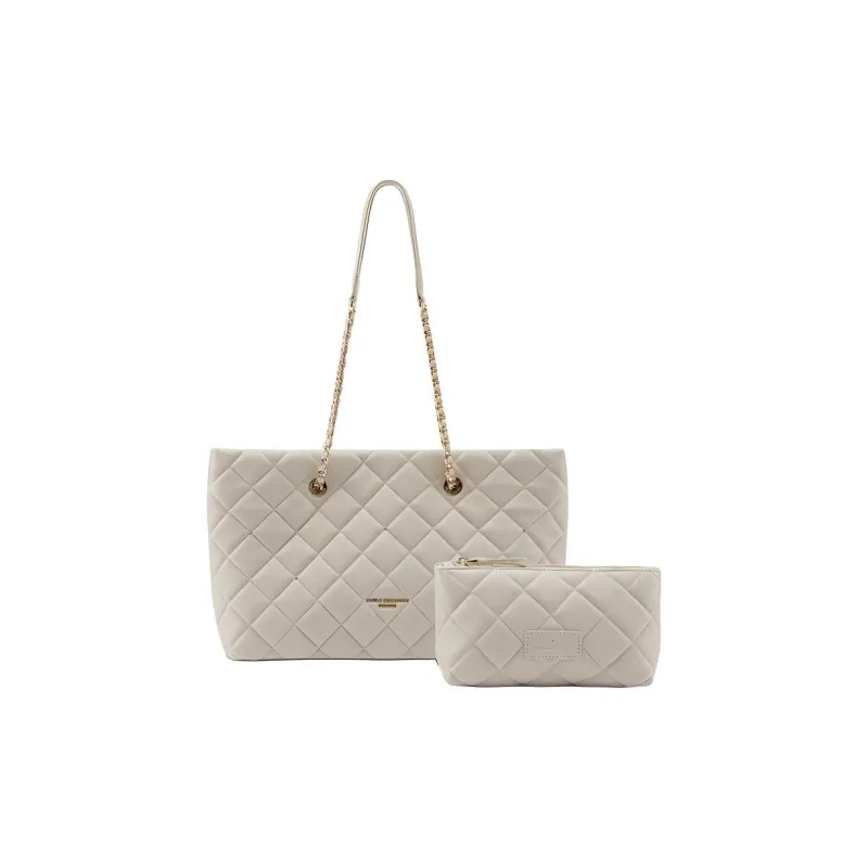 PAULS BOUTIQUE Pure Vegan Leather Tote Bag Shopping Bag Handbag Shoulder Bag Women's Cream-3