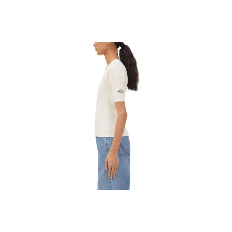 Bottega Veneta Logo Embroidered Ribbed T Shirt-2