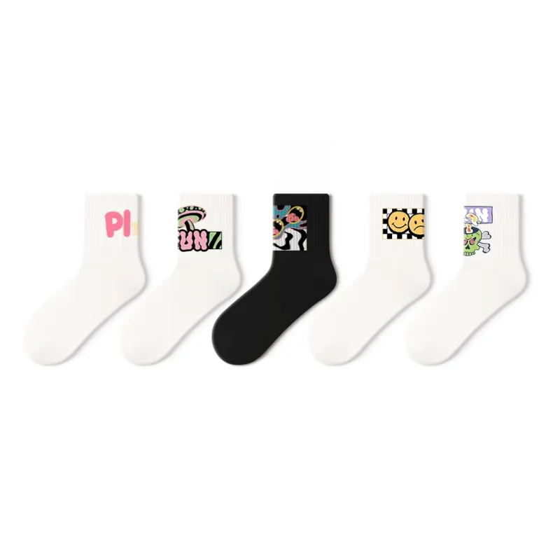 Primeet Mid Calf Socks Fall Winter Unisex 5 Pack Mixed Color-47