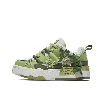 GREZHER Cushioning Abrasion Resistant Lightweight Low Top Fabric Star Skateboard Shoes Unisex Avocado Green