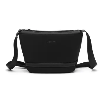 ELLE HOMME Fabric, Synthetic Leather Casual Backpack Shoulder Bag, Crossbody Bag Regular Men's Black