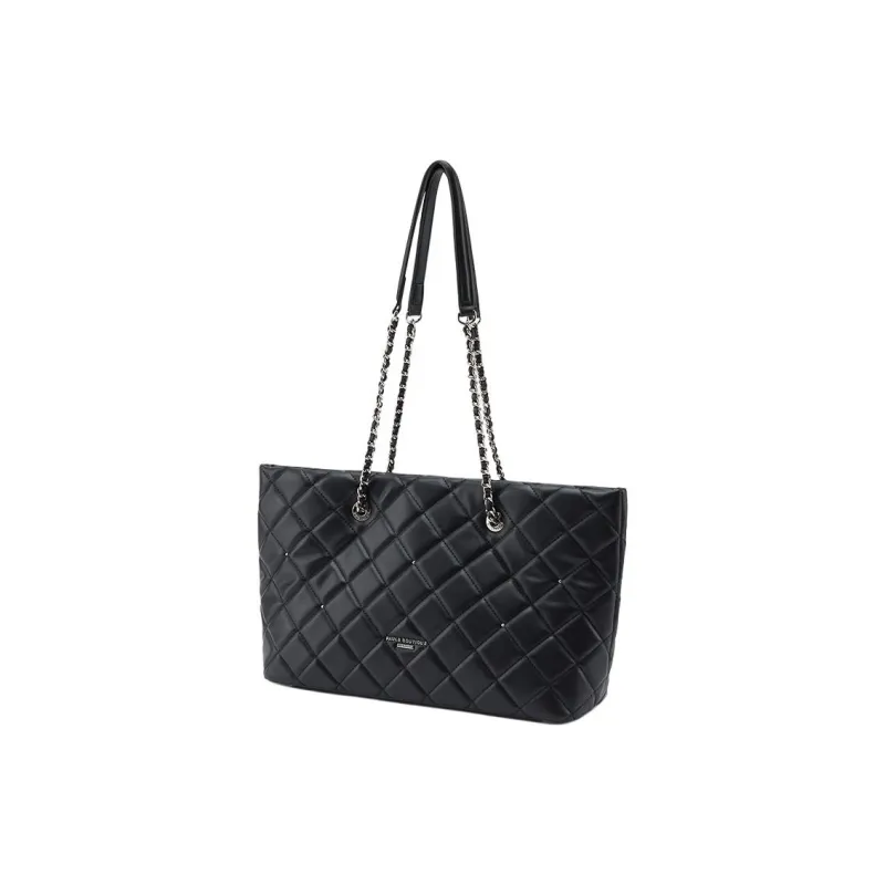 PAULS BOUTIQUE Pure Vegan Leather Tote Bag Shopping Bag Handbag Shoulder Bag Women's Black-3