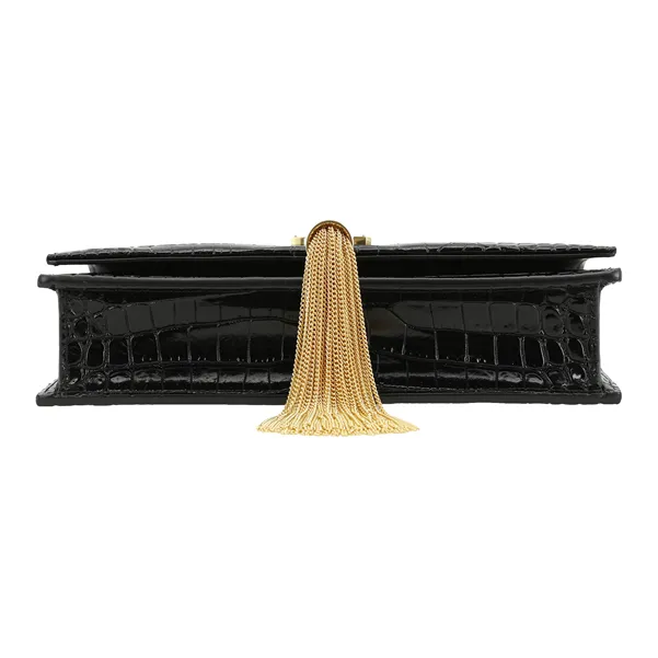 SAINT LAURENT Cow Leather With Patent Leather Portable Crossbody Bag, Shoulder Bag Women's Black-5