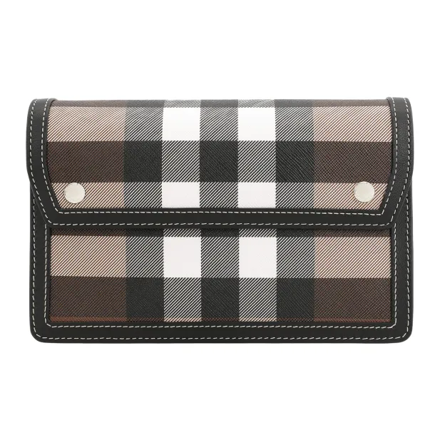 Burberry Canvas With Leather Shoulder Bag Crossbody Bag Unisex Dark Brown-1