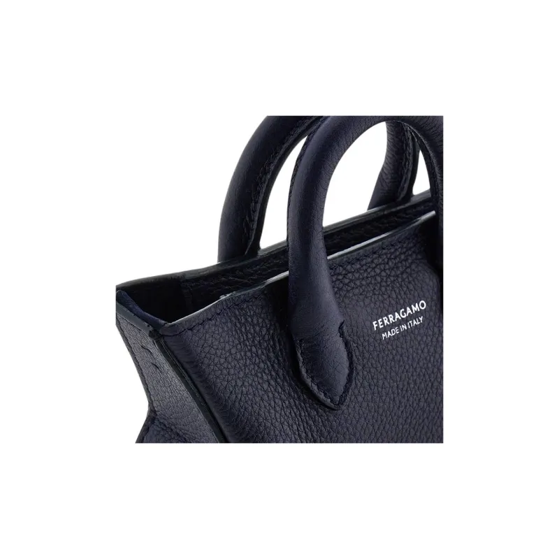 FERRAGAMO Calfskin Tote Charm Bag Merchandise Mini Men's Midnight Blue-4