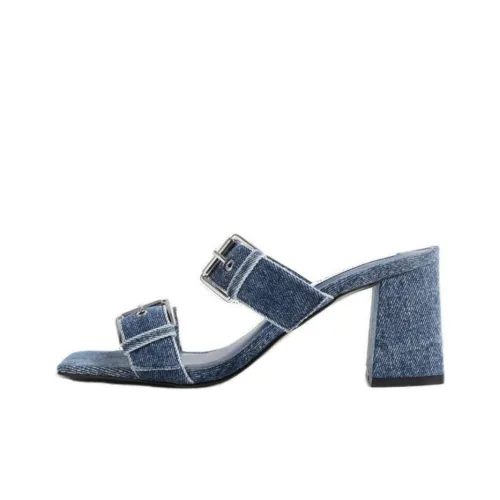 STEVE MADDEN Rubber Sole Slip-Resistant Abrasion-Resistant Slide Slippers Women's Blue