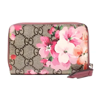 GUCCI Geranium Print Canvas With Leather Wallet Women's Ebony/Pink