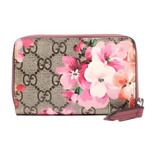 GUCCI Geranium Print Canvas With Leather Wallet Women's Ebony/Pink