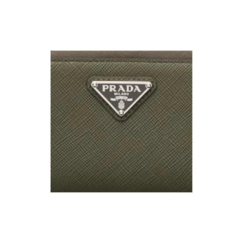 PRADA Saffiano Leather Coin Purse Wallet Men's Green-3