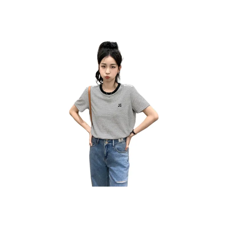 Tonlion T Shirt Women's Light Beige Gray-1
