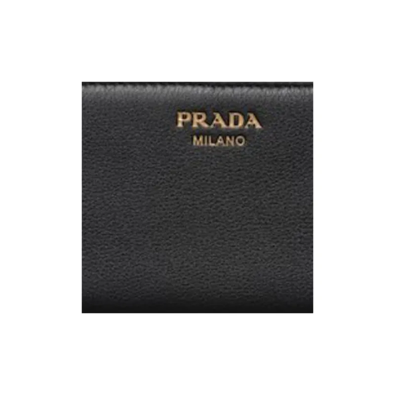 PRADA Leather Coin Purse Men's Black-3