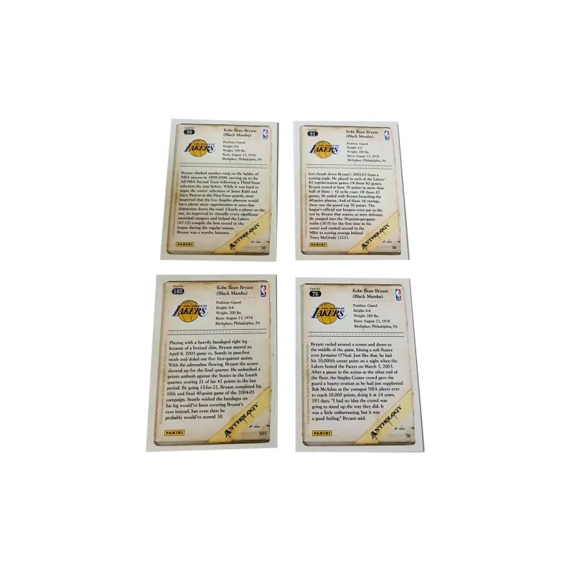 PANINI Kobe Bryant 2012 Lakers 4 Piece Combination Player Card Product Access Sports Cards 4 Pcs-1