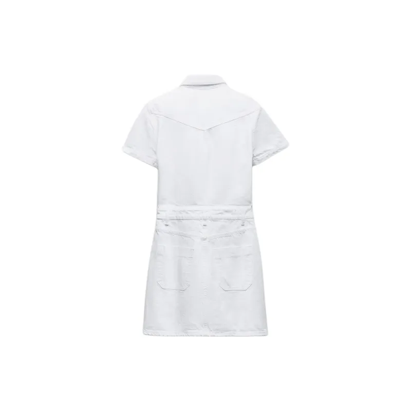 ZARA Short-Sleeved Dresses Women's White-1