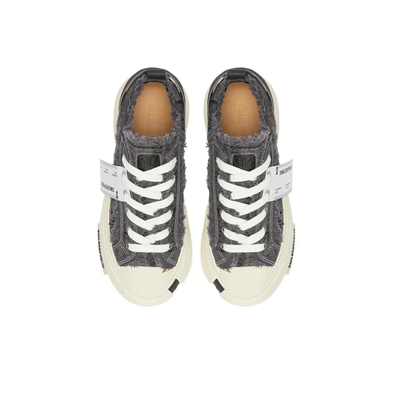 SMILEREPUBLIC INCEPTION GRAY FRINGE Wear-Resistant Height Increasing Low-Top Canvas Shoes Unisex Gray-4