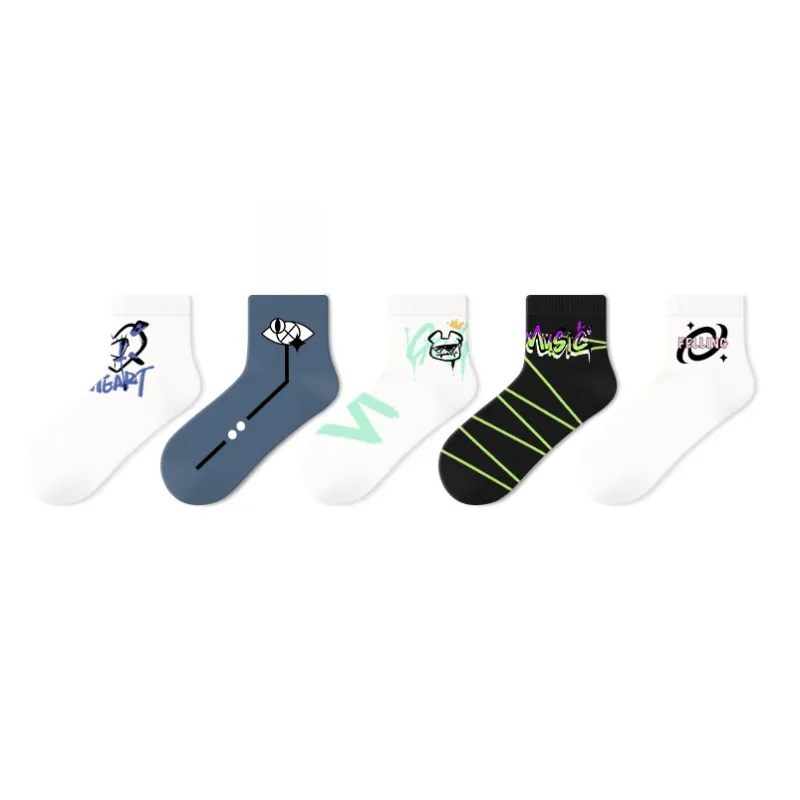 Primeet Mid Calf Socks Fall Winter Unisex 5 Pack Mixed Color-10