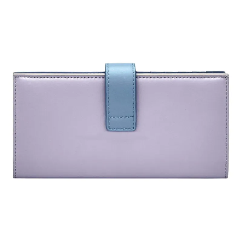 FERRAGAMO GANCINI Calfskin Wallet Women's New Light Purple With Sky Blue-1