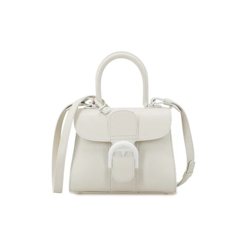 Delvau Cow Leather Shoulder Bag, Crossbody Bag, Handbag Mini Women's White-1