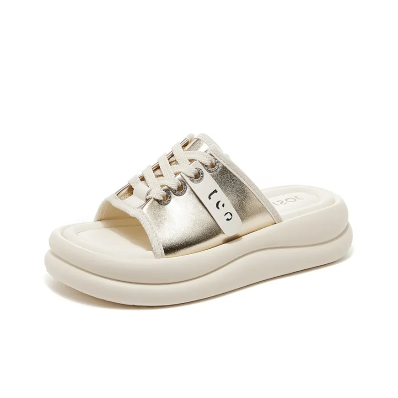 JOSINY Slide Slippers Women's Light Gold/Silver-3