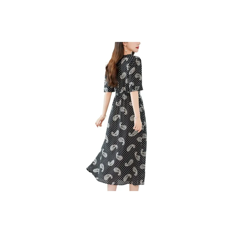 To The West Short Sleeved Dresses Women's Black-1