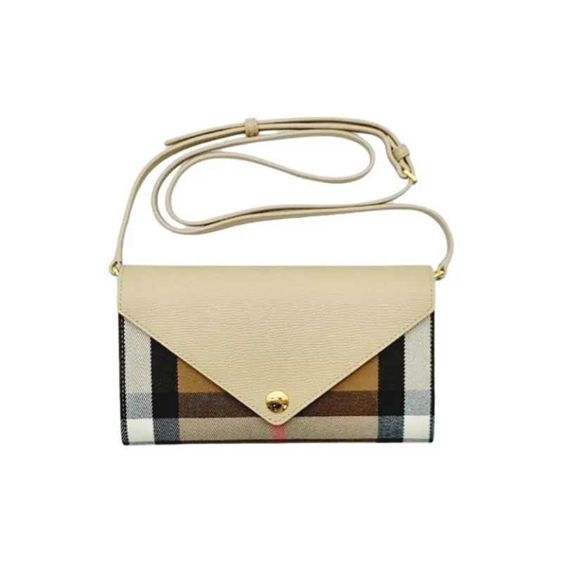 Burberry Canvas With Leather Envelope Bag, One Shoulder Crossbody, Clutch Women's Light Beige-0