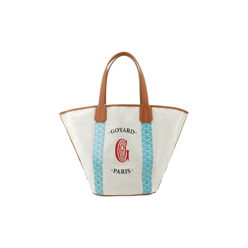 GOYARD Belharra Cotton Cow Leather Tote One Shoulder Handbag Women's Turquoise-1