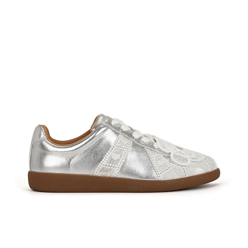 CHRISTINE SHEII Wear-resistant And Lightweight Low-Top Skateboard Shoes Women's Silver-1