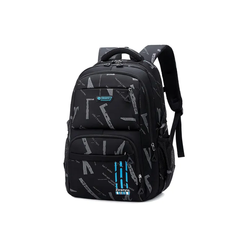 Natural Fish Polyester Backpack Regular Men's Black & Royal Blue/Black & Gray/Black & Sky Blue/Black & Yellow-4